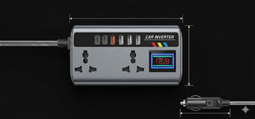 Multi-Port Car Inverter with Dual AC Socket & Digital Display