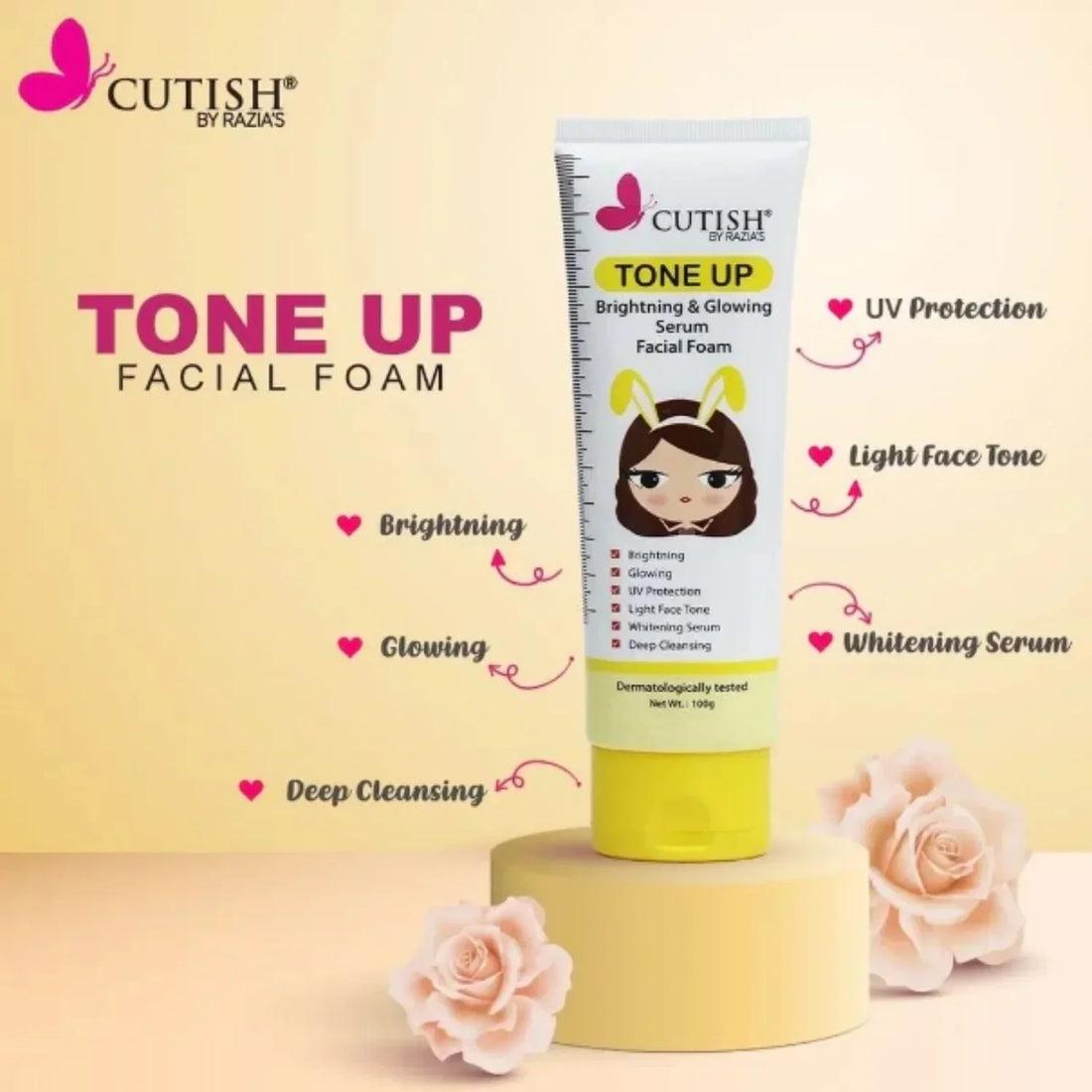Cutish Tone Up Bright & Glowing Serum Facial Foam